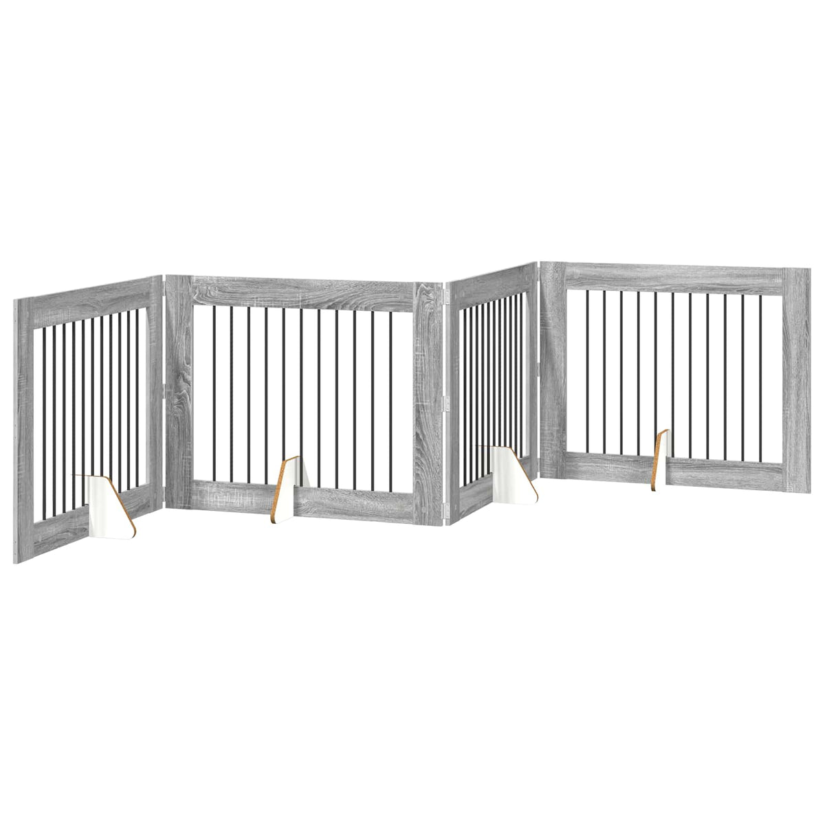 Klappbares Hundetor mit Ständern 4 stk. Sonoma-Grau 401 cm