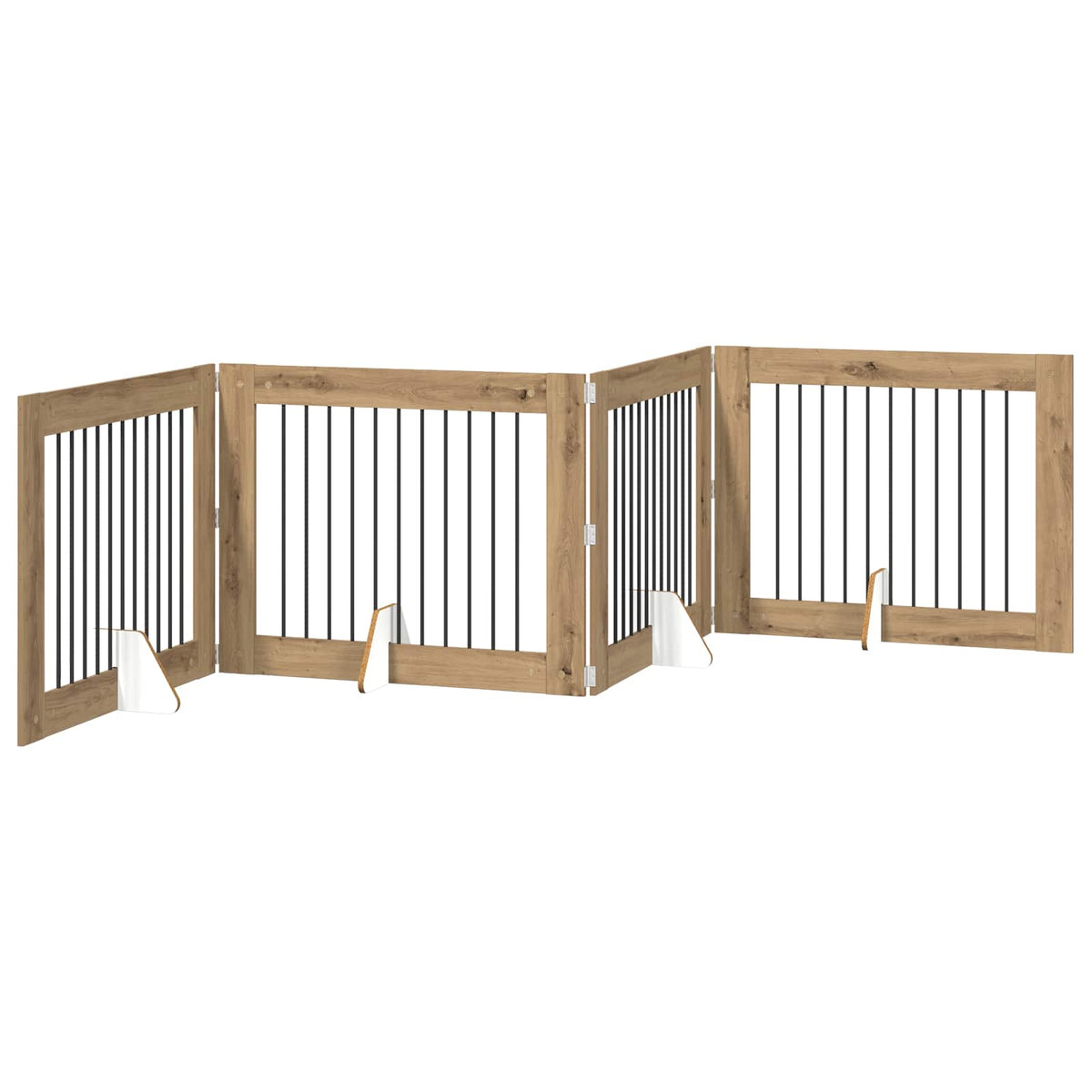 Klappbares Hundetor mit Ständern 4 stk. Artisan-Eiche 401 cm
