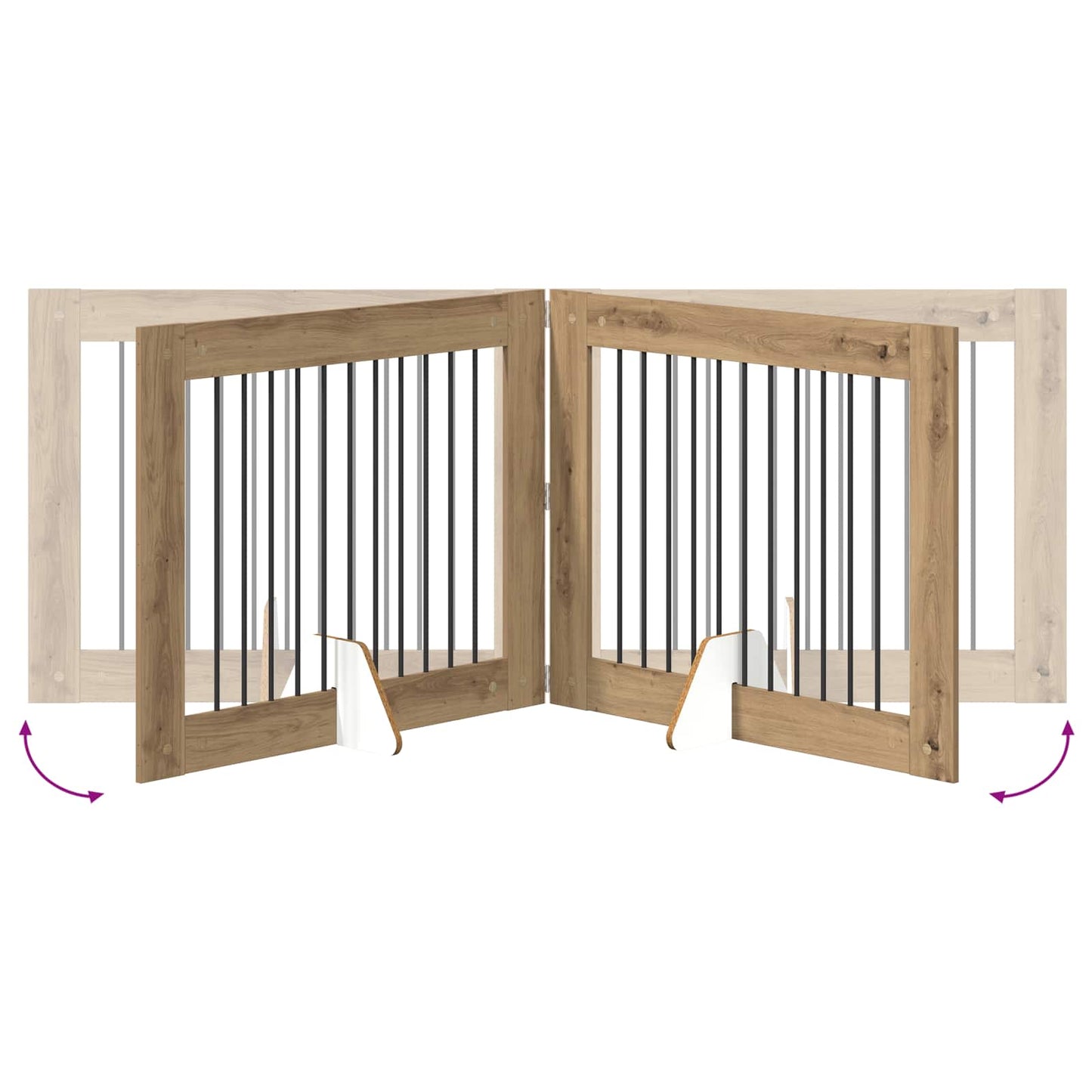 Klappbares Hundetor mit Ständern 4 stk. Artisan-Eiche 401 cm