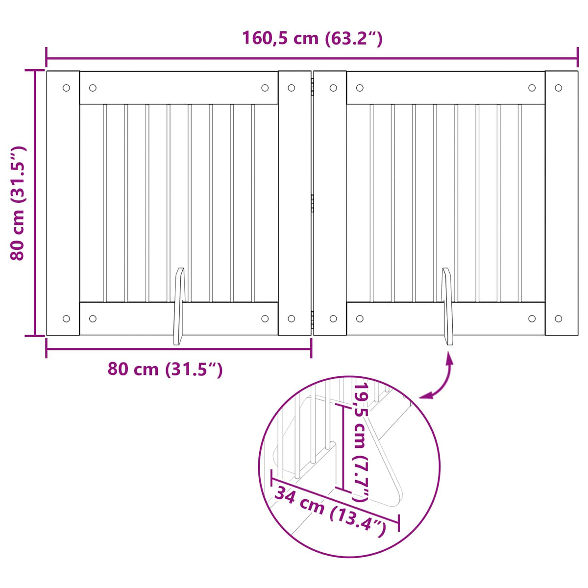 Klappbares Hundetor mit Ständern 2 stk. Schwarz Eichen-Optik