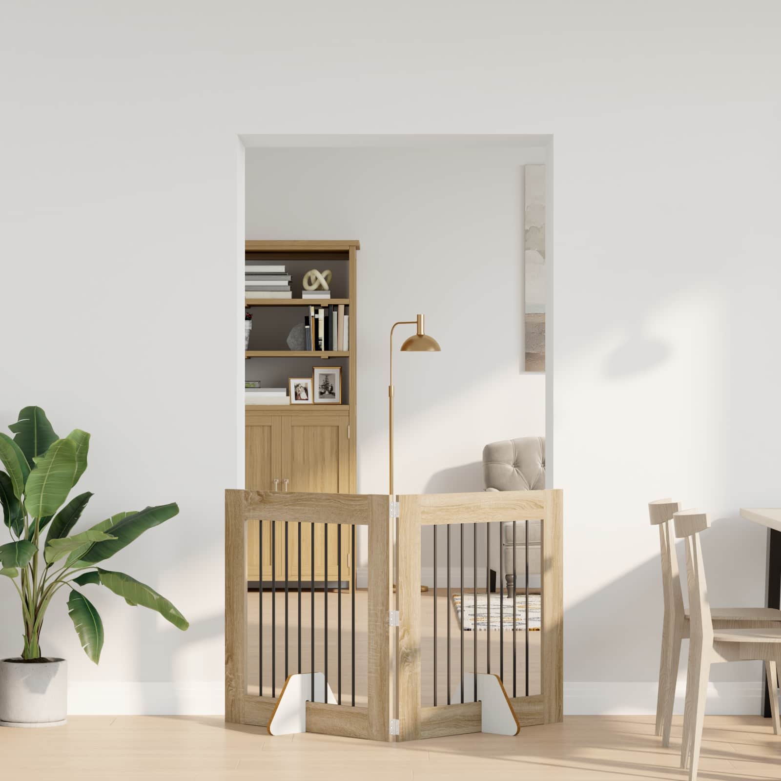 Klappbares Hundetor mit Ständern 2 stk. Sonoma-Eiche 160,5 cm