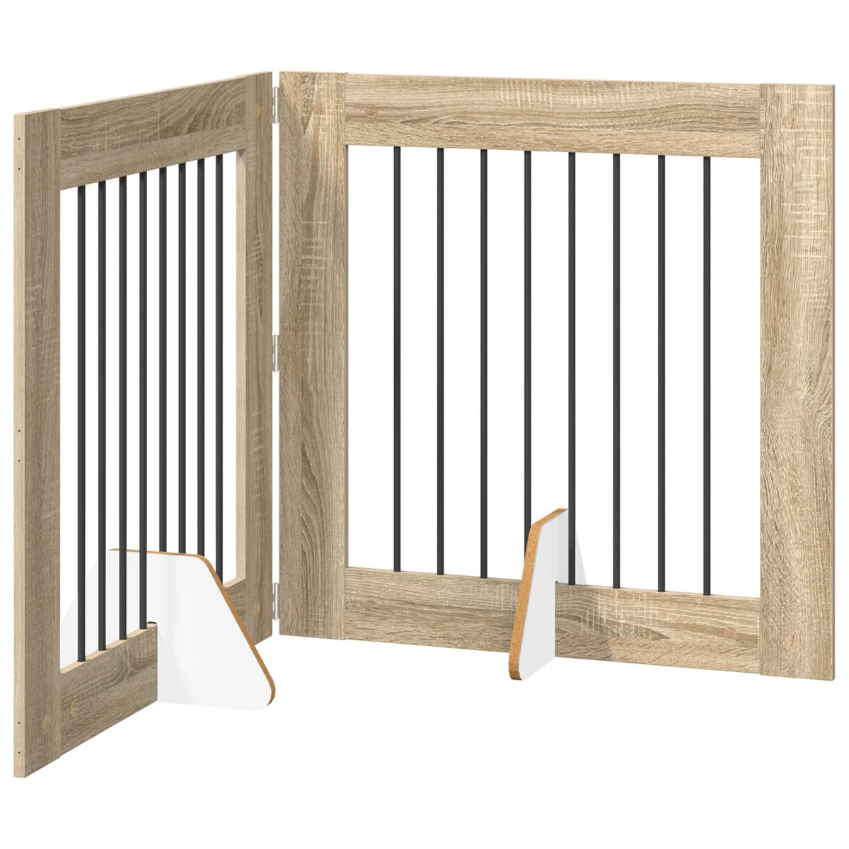 Klappbares Hundetor mit Ständern 2 stk. Sonoma-Eiche 160,5 cm