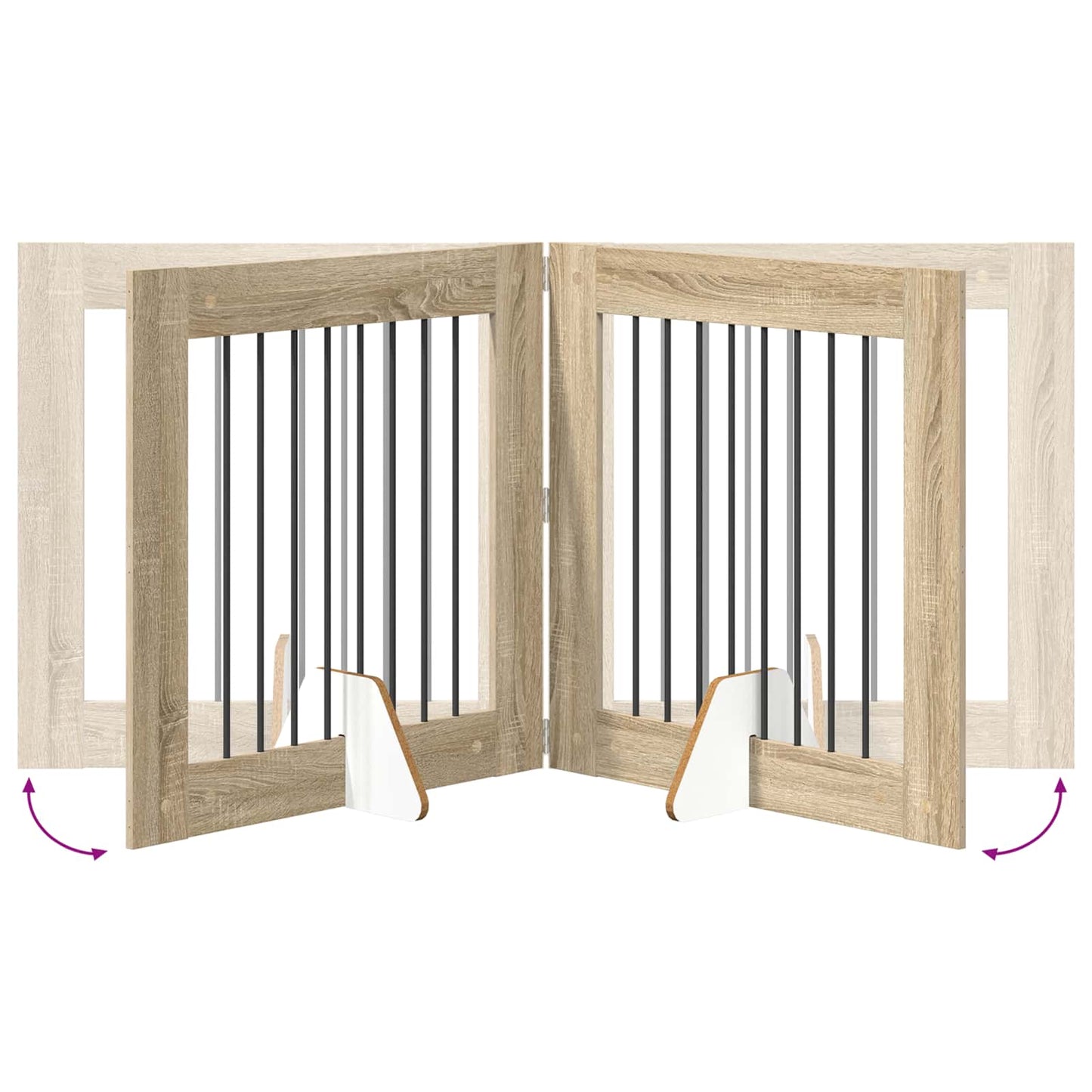 Klappbares Hundetor mit Ständern 2 stk. Sonoma-Eiche 160,5 cm