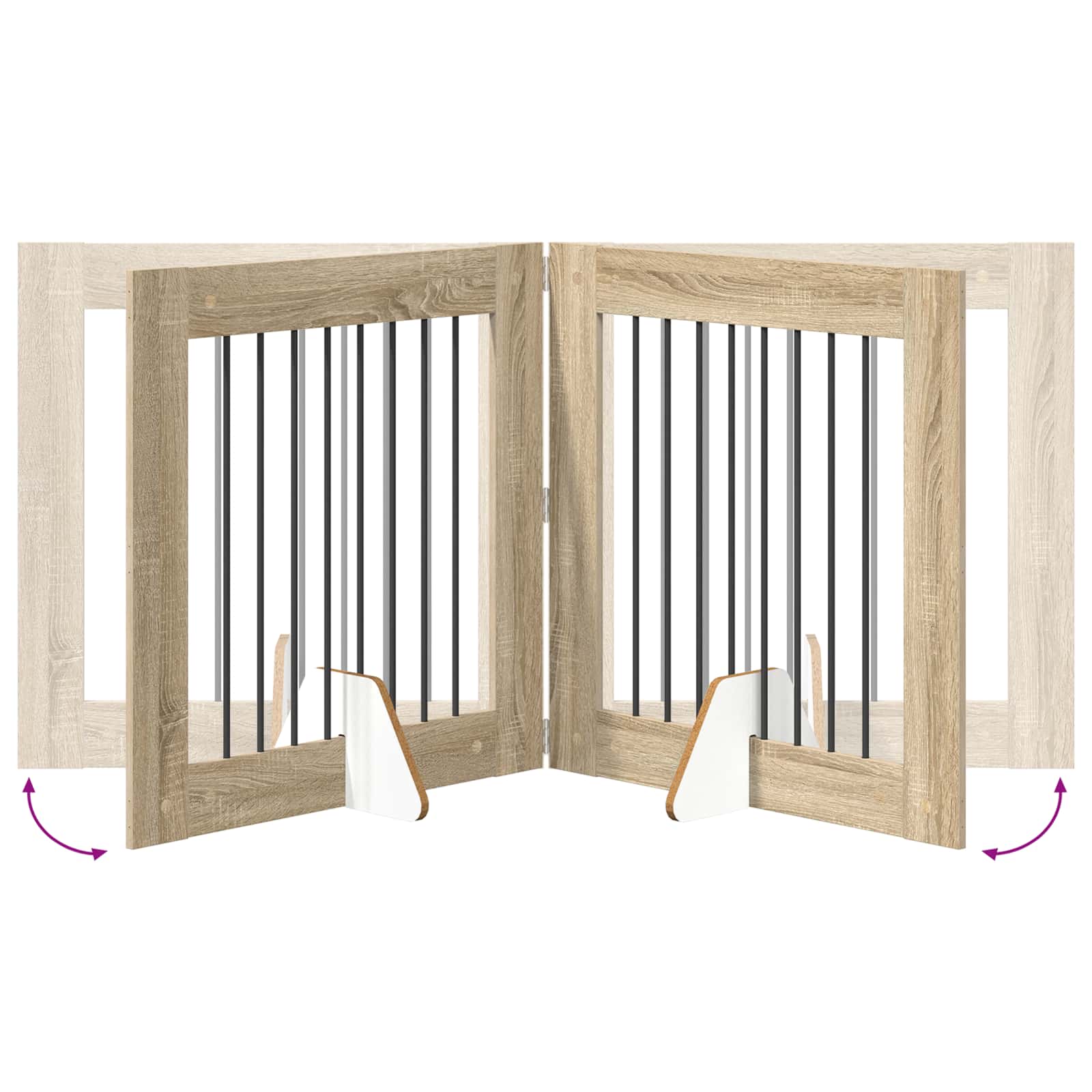 Klappbares Hundetor mit Ständern 2 stk. Sonoma-Eiche 160,5 cm