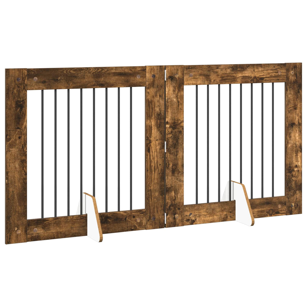 Klappbares Hundetor mit Ständern 2 stk. Räuchereiche 160,5 cm