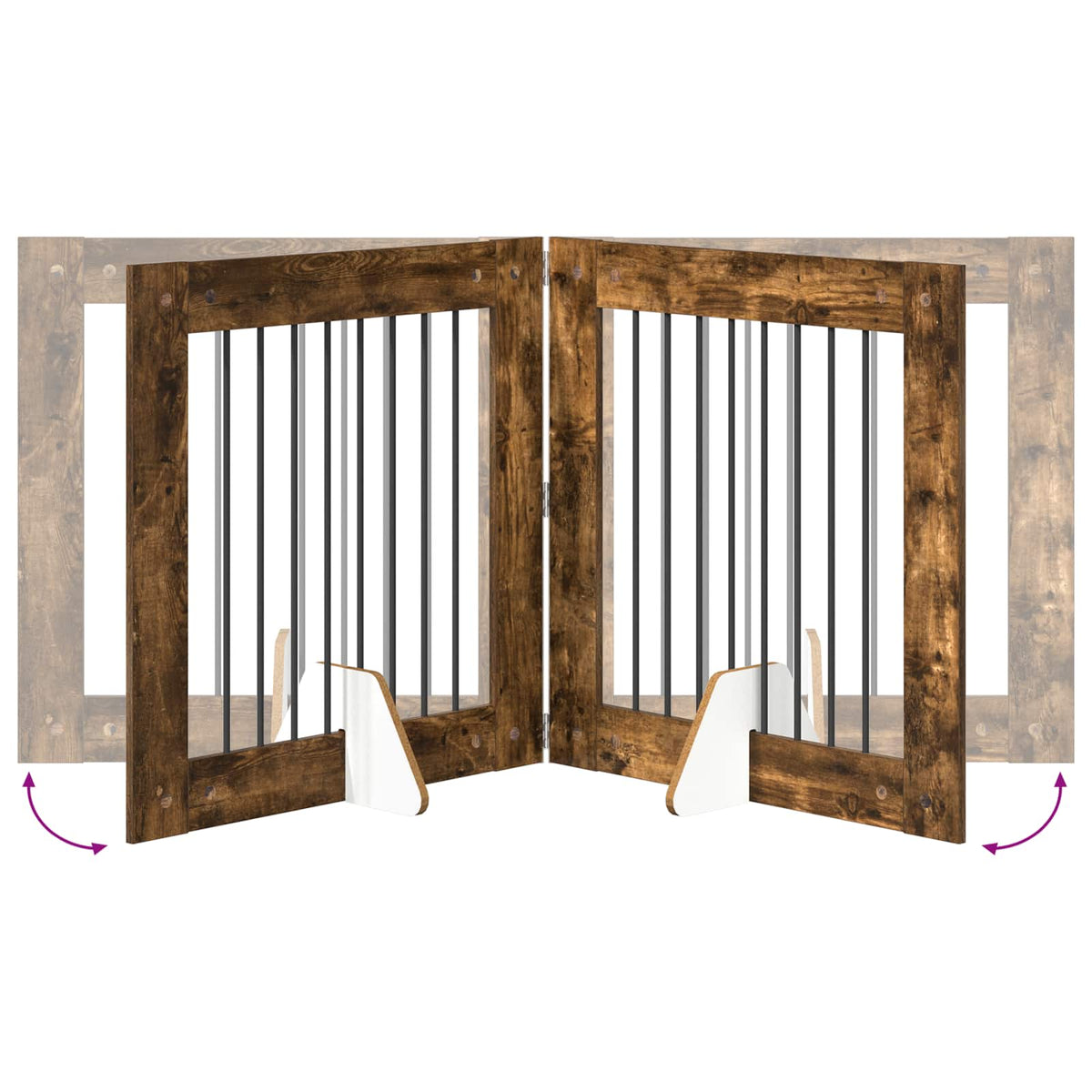 Klappbares Hundetor mit Ständern 2 stk. Räuchereiche 160,5 cm