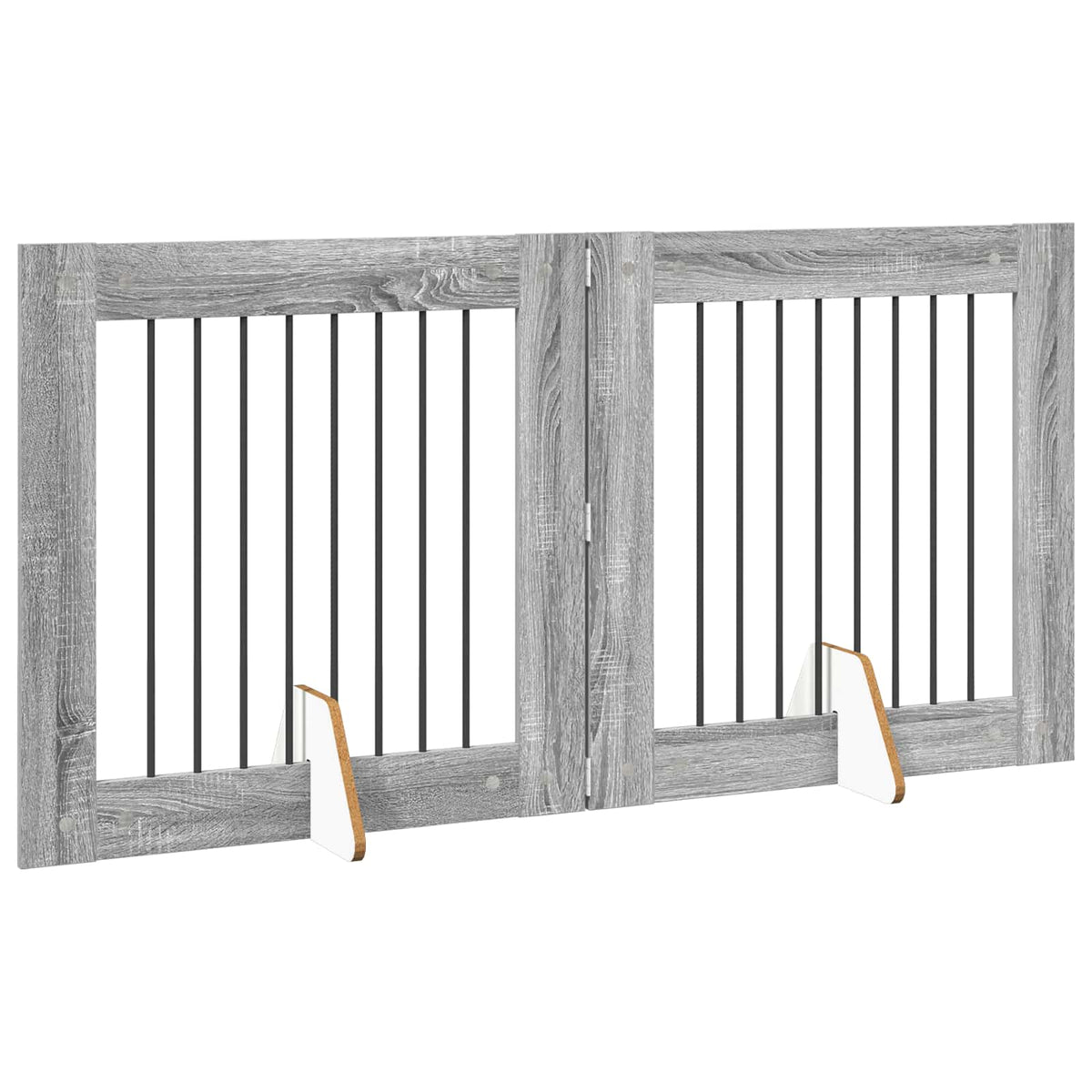Klappbares Hundetor mit Ständern 2 stk. Sonoma-Grau 160,5 cm