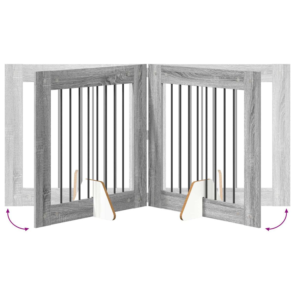 Klappbares Hundetor mit Ständern 2 stk. Sonoma-Grau 160,5 cm