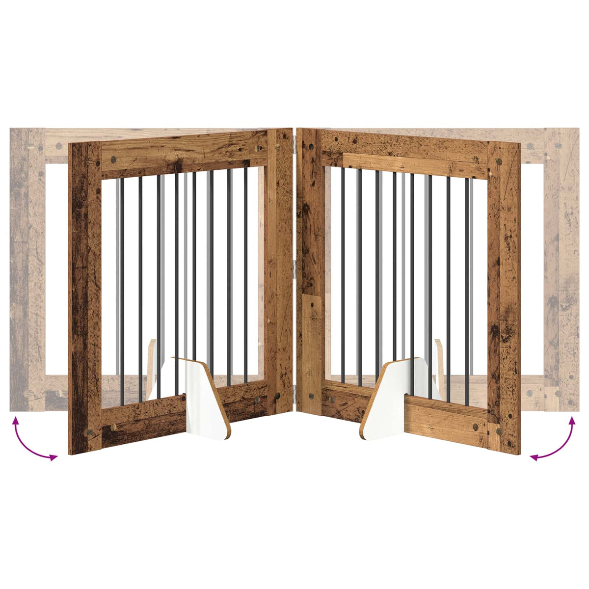 Klappbares Hundetor mit Ständern 2 stk. Altholz 160,5 cm
