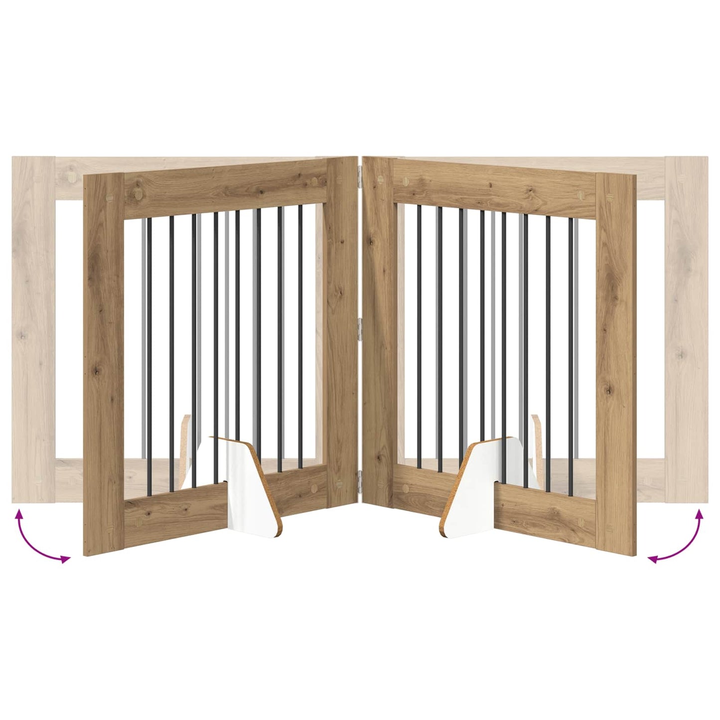 Klappbares Hundetor mit Ständern 2 stk. Artisan-Eiche 160,5 cm