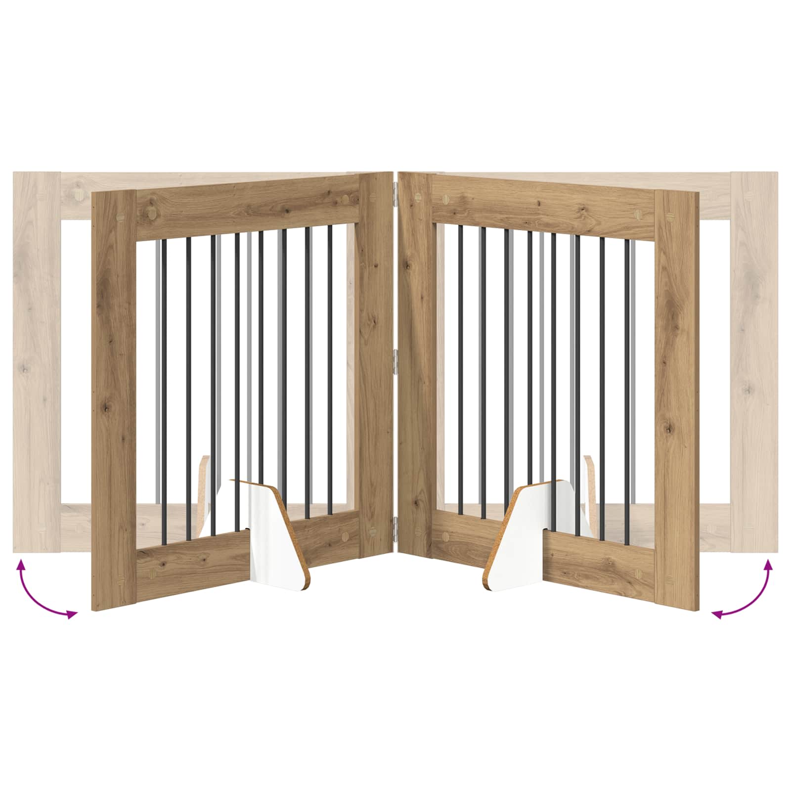 Klappbares Hundetor mit Ständern 2 stk. Artisan-Eiche 160,5 cm