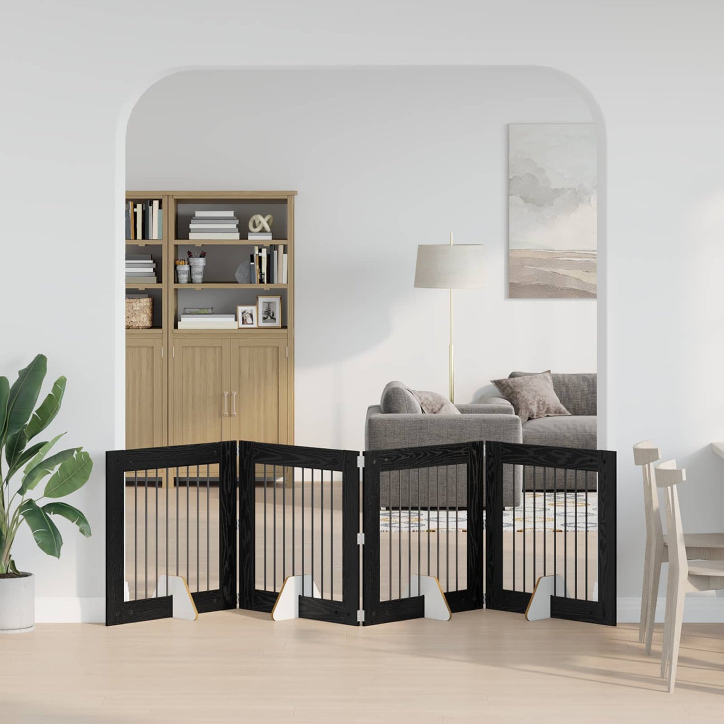 Klappbares Hundetor mit Ständern 4 stk. Schwarz Eichen-Optik
