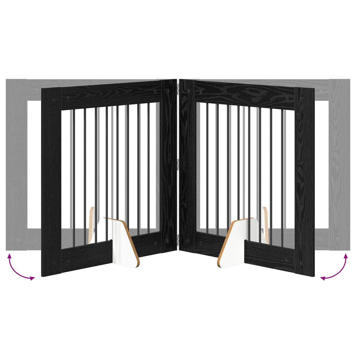 Klappbares Hundetor mit Ständern 4 stk. Schwarz Eichen-Optik