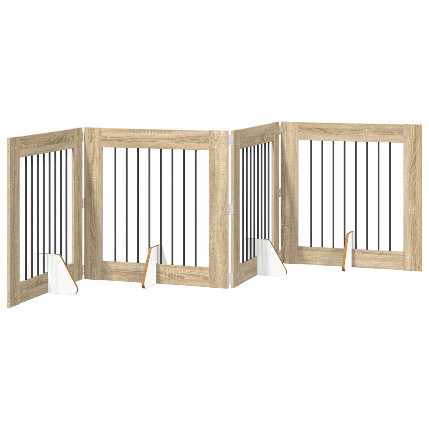 Klappbares Hundetor mit Ständern 4 stk. Sonoma-Eiche 321 cm