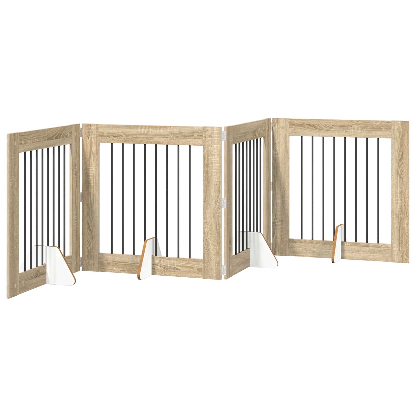 Klappbares Hundetor mit Ständern 4 stk. Sonoma-Eiche 321 cm