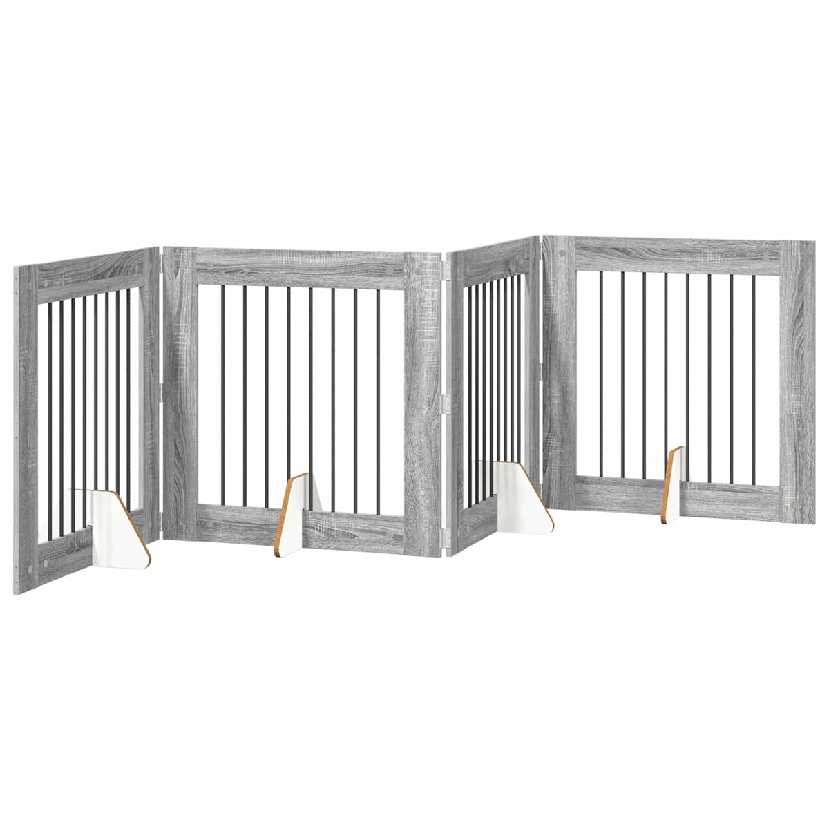 Klappbares Hundetor mit Ständern 4 stk. Sonoma-Grau 321 cm
