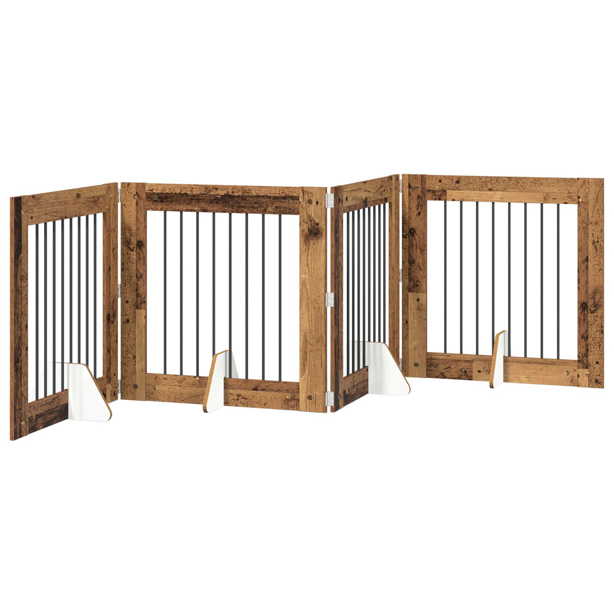 Klappbares Hundetor mit Ständern 4 stk. Altholz 321 cm