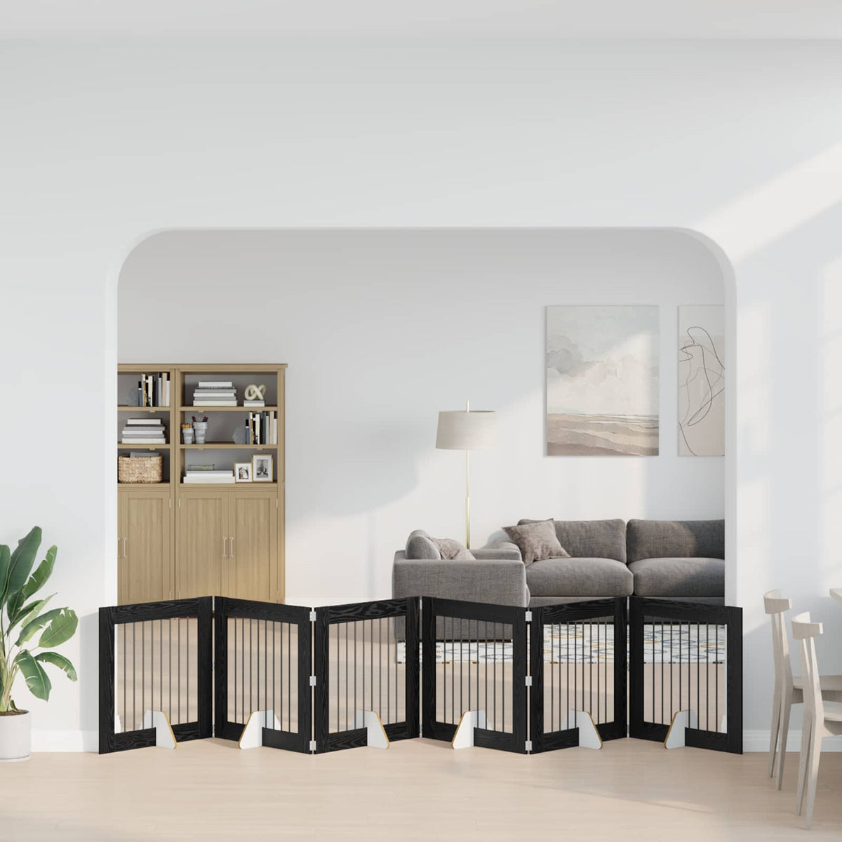 Klappbares Hundetor mit Ständern 6 stk. Schwarz Eichen-Optik