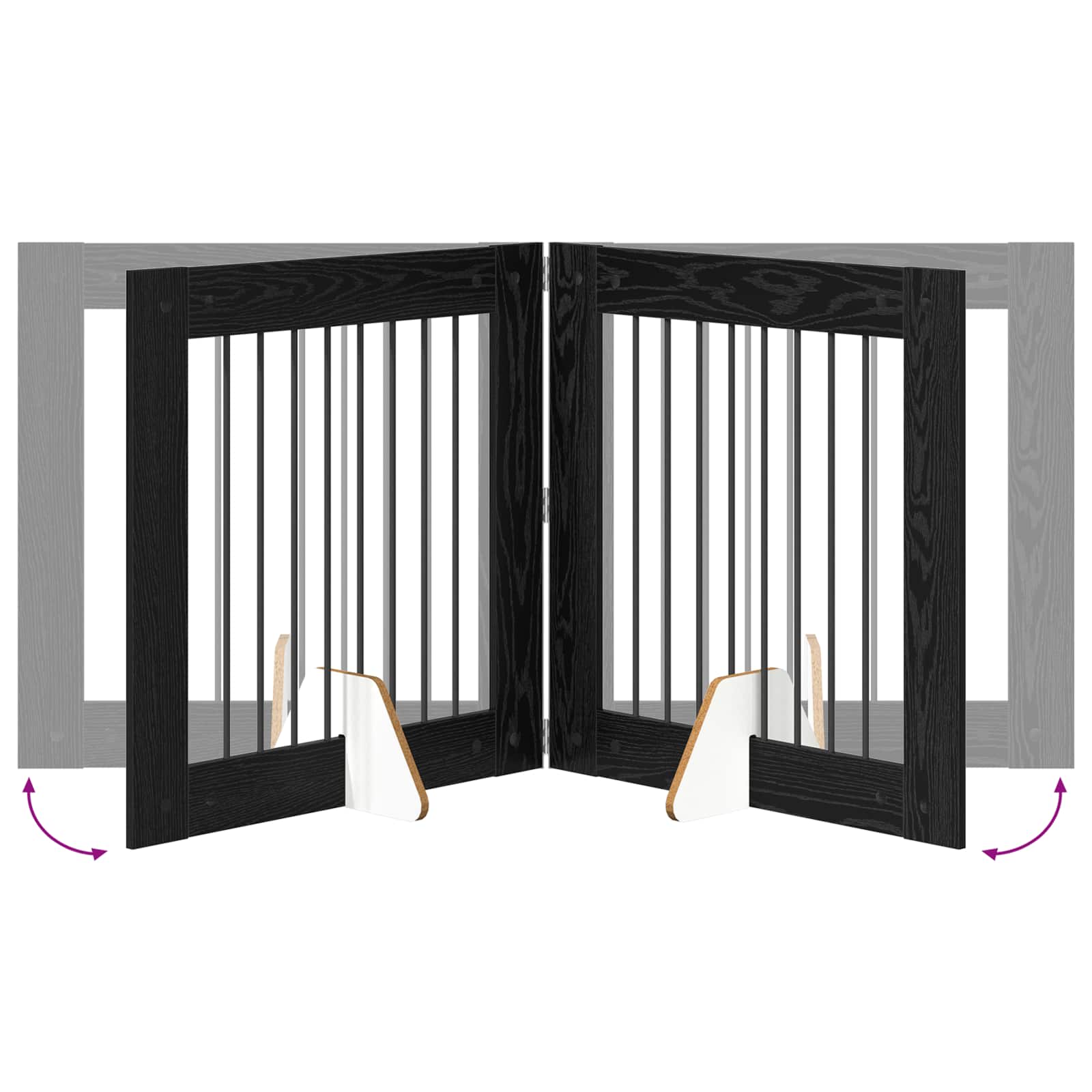 Klappbares Hundetor mit Ständern 6 stk. Schwarz Eichen-Optik