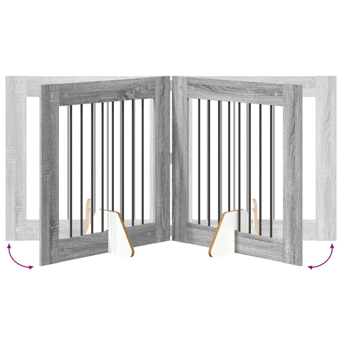 Klappbares Hundetor mit Ständern 6 stk. Sonoma-Grau 482 cm