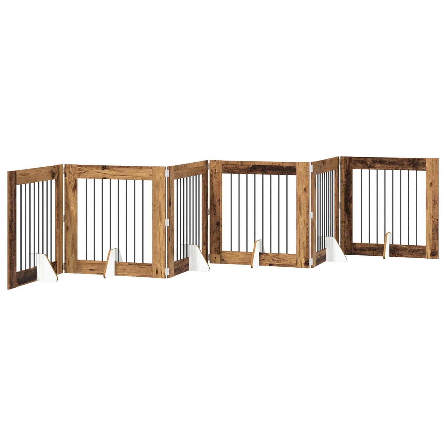 Klappbares Hundetor mit Ständern 6 stk. Altholz 482 cm