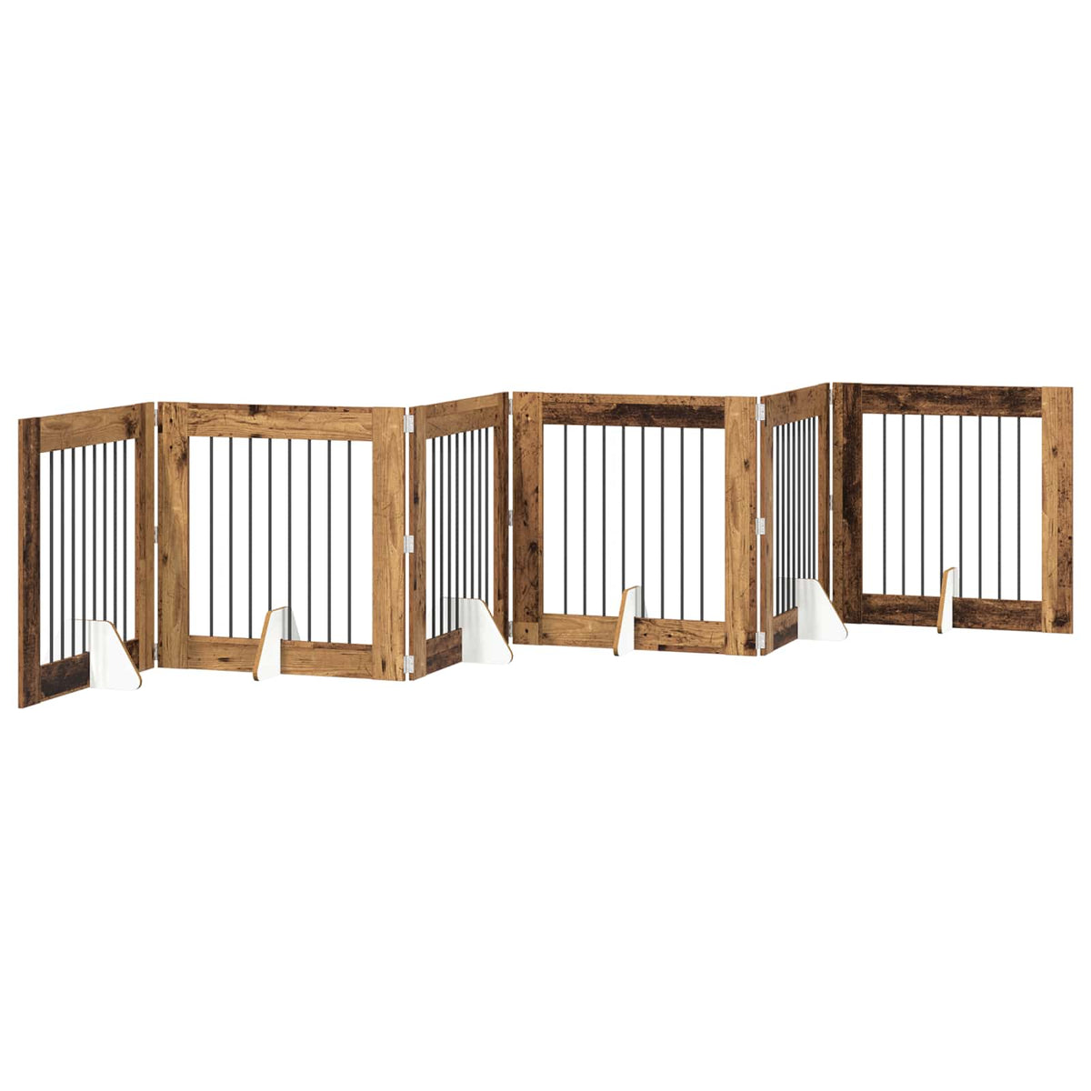 Klappbares Hundetor mit Ständern 6 stk. Altholz 482 cm