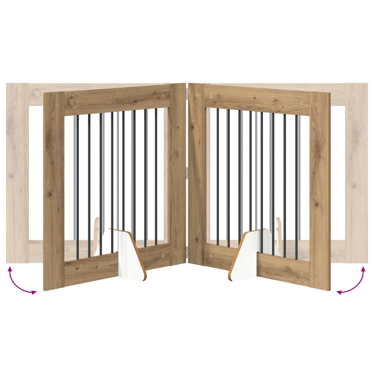 Klappbares Hundetor mit Ständern 6 stk. Artisan-Eiche 482 cm