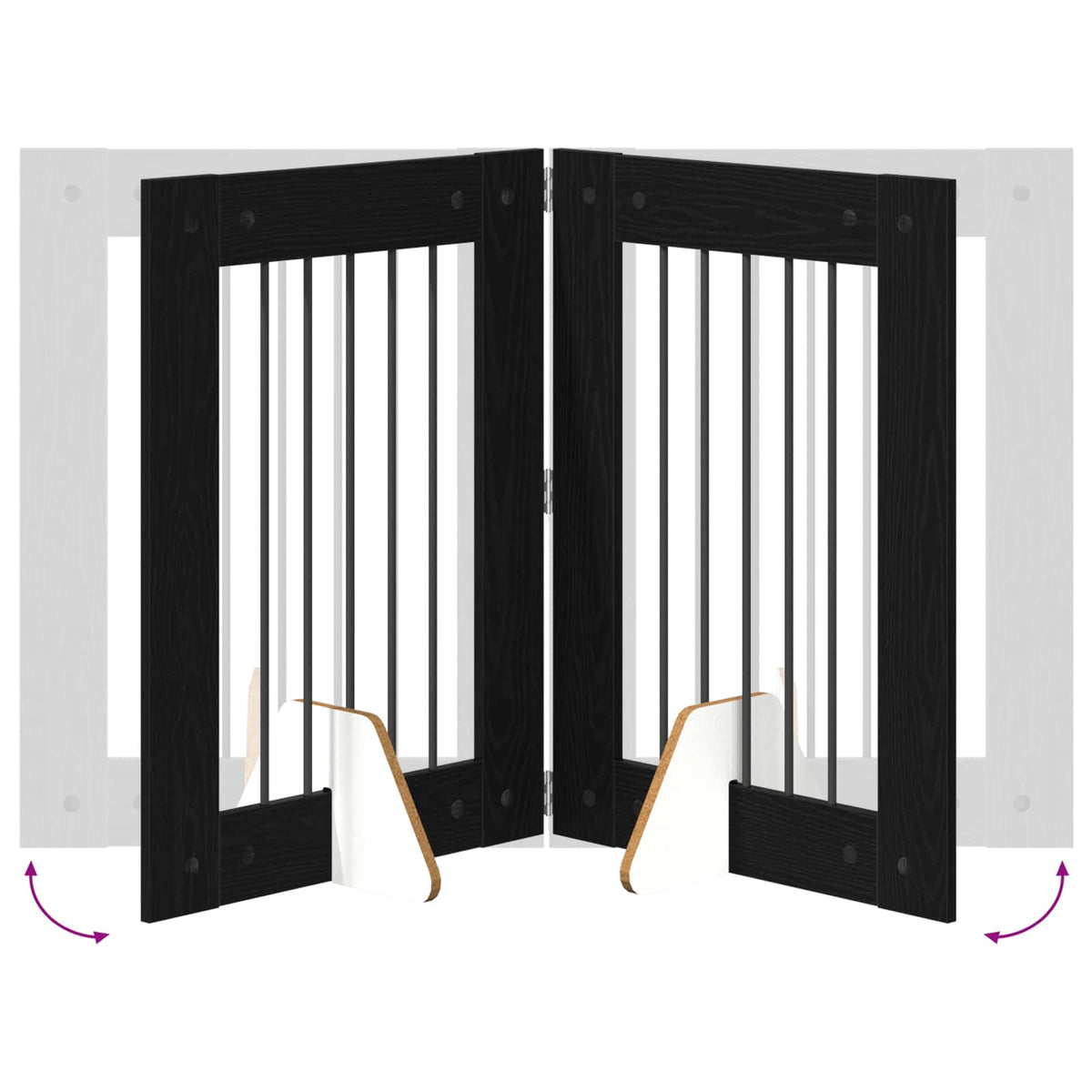 Klappbares Hundetor mit Ständern 2 stk. Schwarz Eichen-Optik