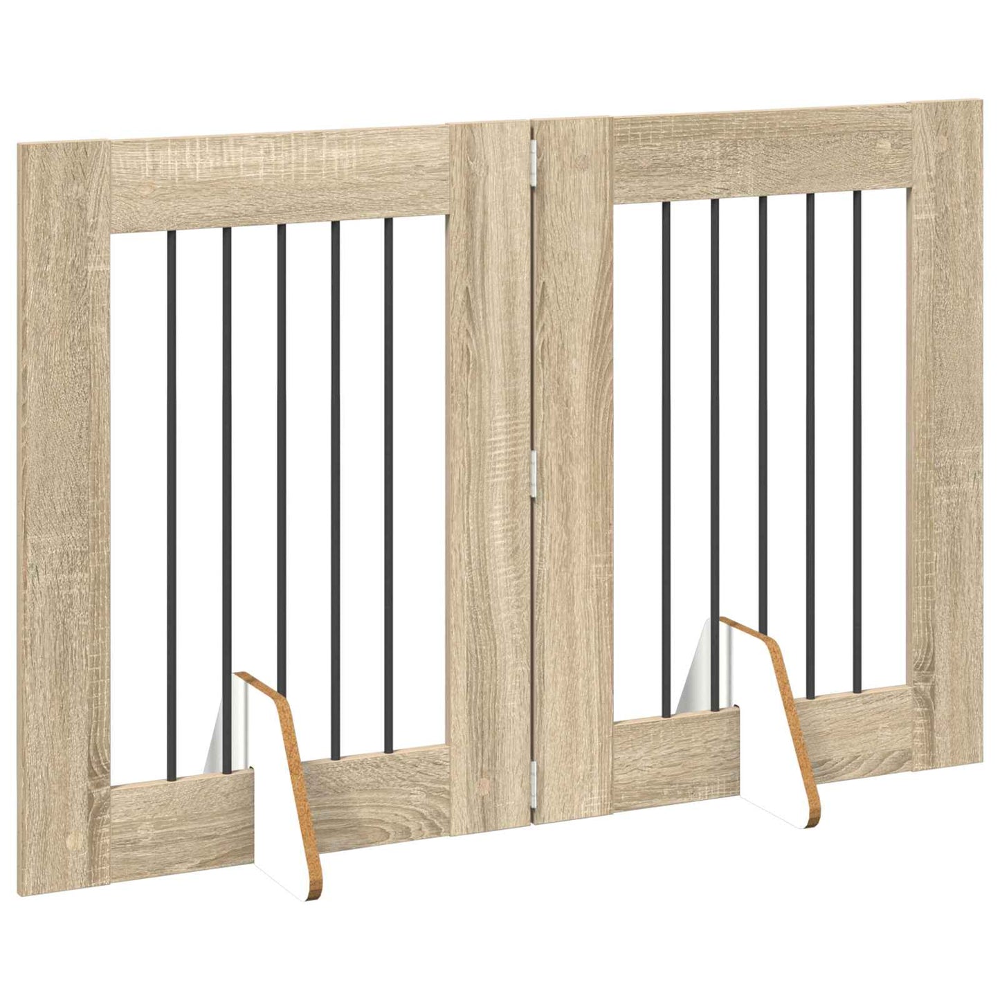 Klappbares Hundetor mit Ständern 2 stk. Sonoma-Eiche 120,5 cm