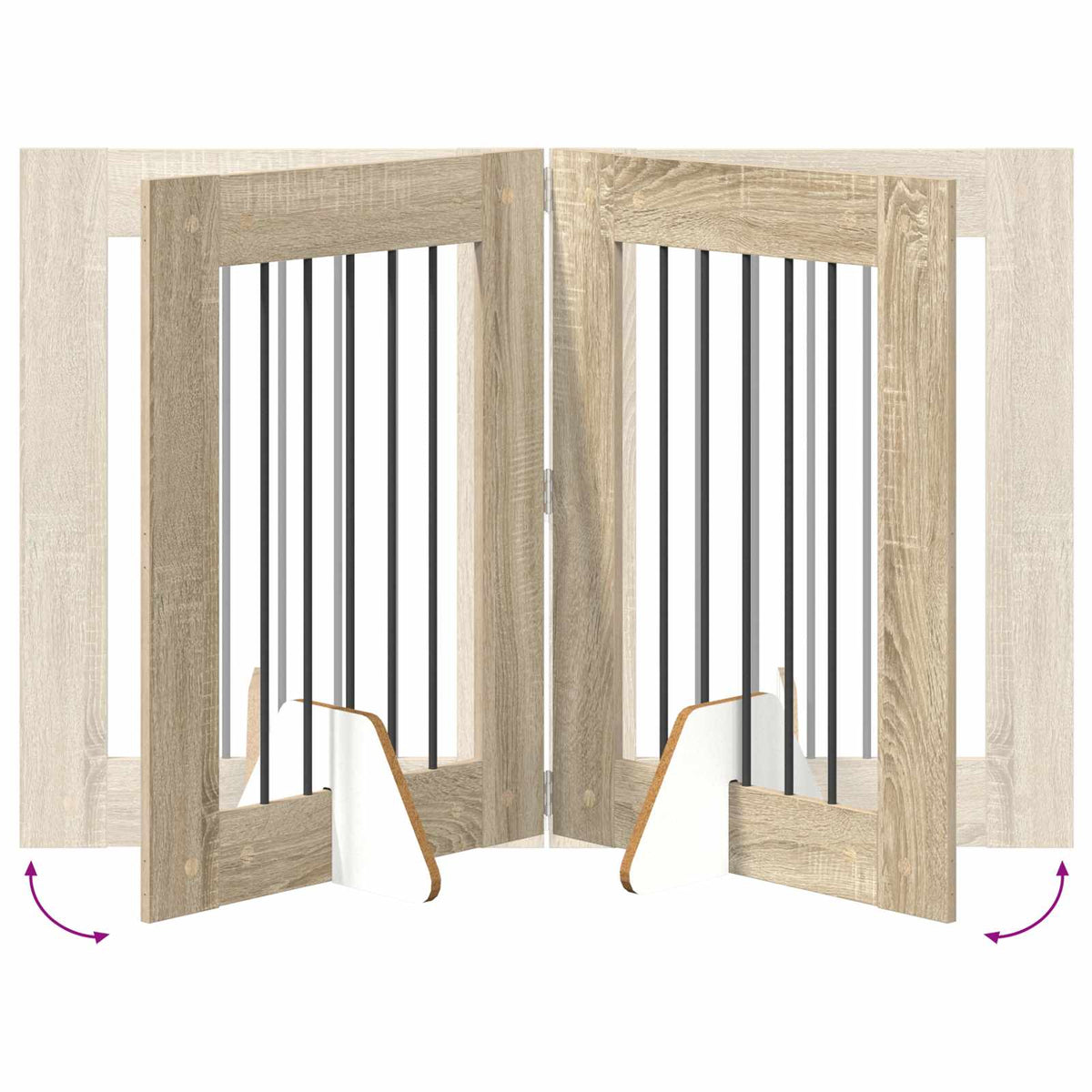 Klappbares Hundetor mit Ständern 2 stk. Sonoma-Eiche 120,5 cm