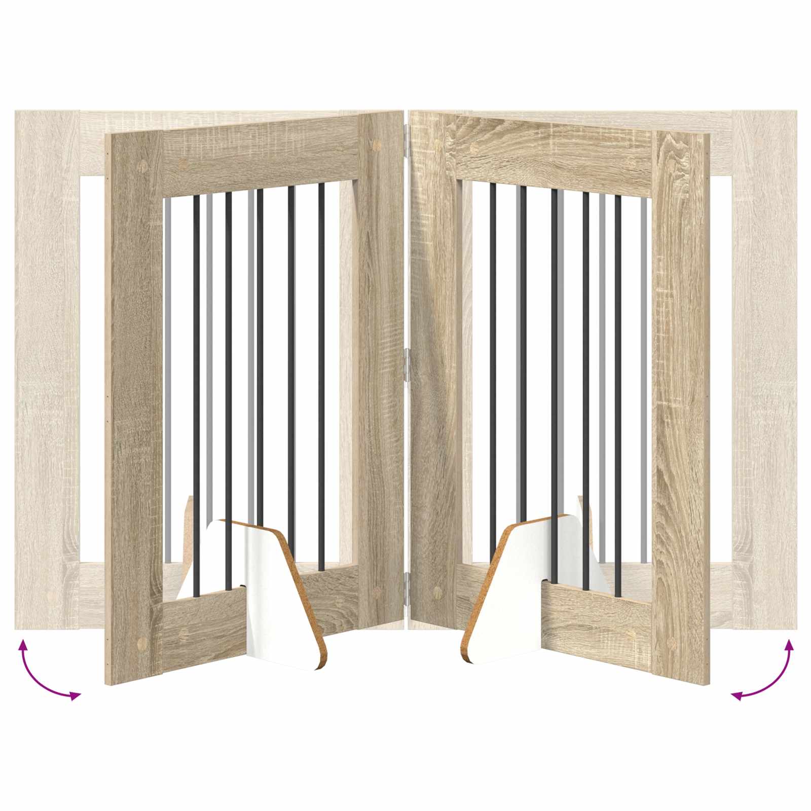 Klappbares Hundetor mit Ständern 2 stk. Sonoma-Eiche 120,5 cm