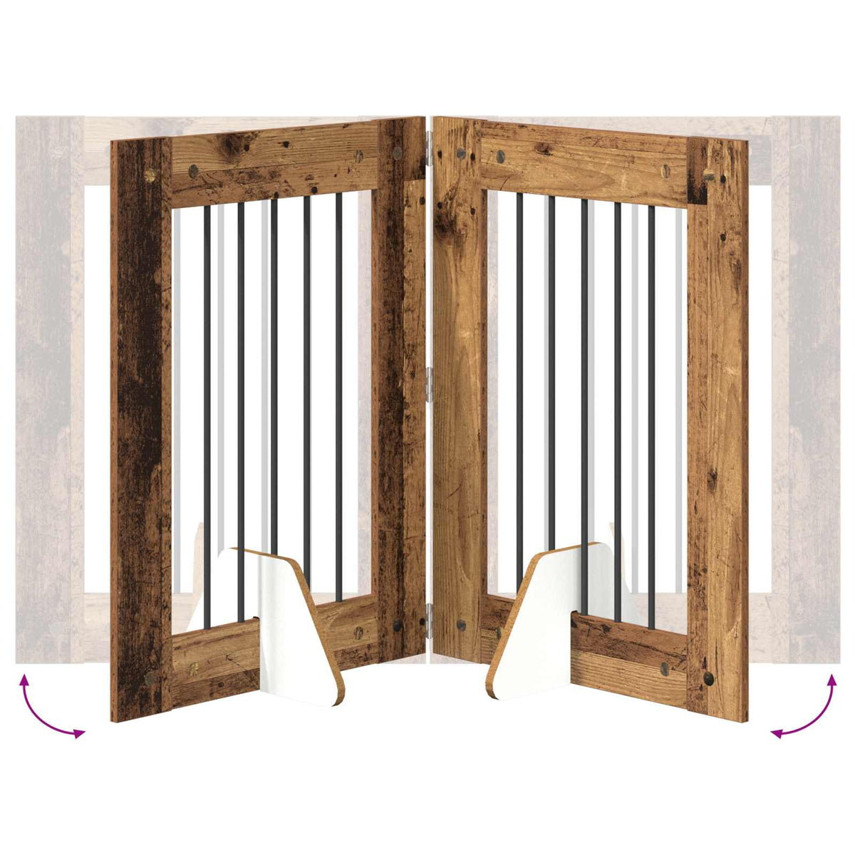 Klappbares Hundetor mit Ständern 2 stk. Altholz 120,5 cm