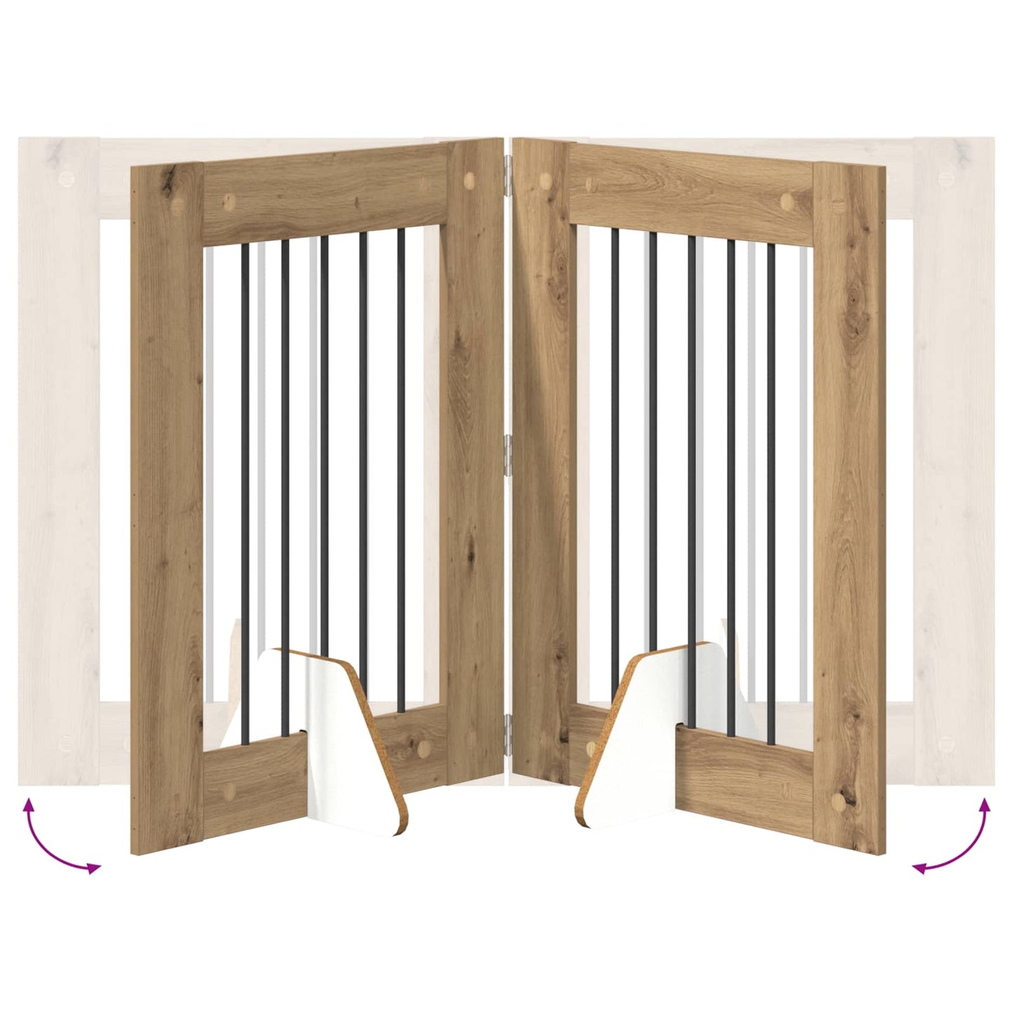 Klappbares Hundetor mit Ständern 2 stk. Artisan-Eiche 120,5 cm