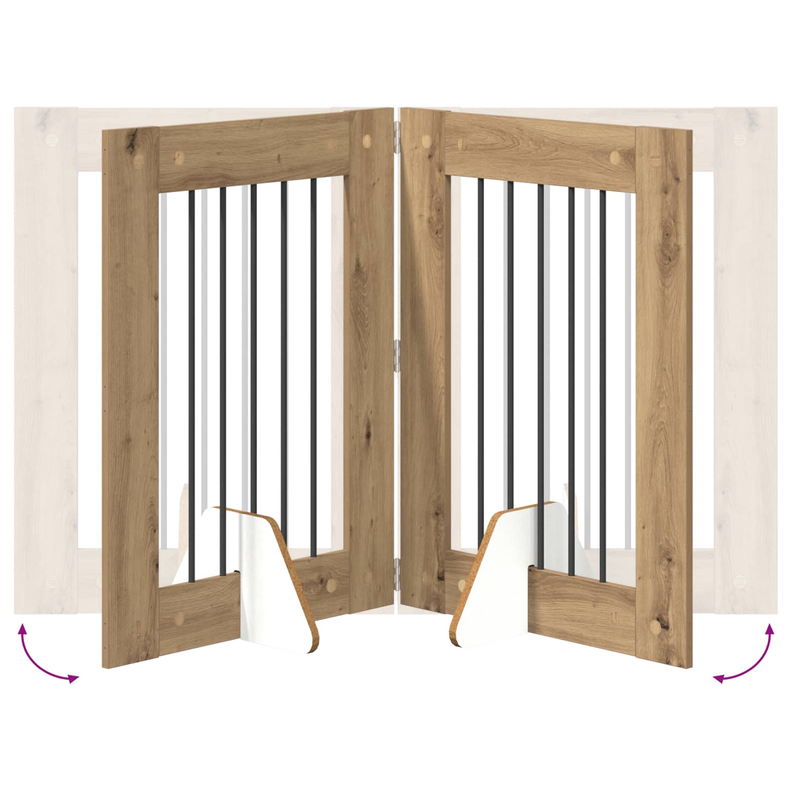 Klappbares Hundetor mit Ständern 2 stk. Artisan-Eiche 120,5 cm