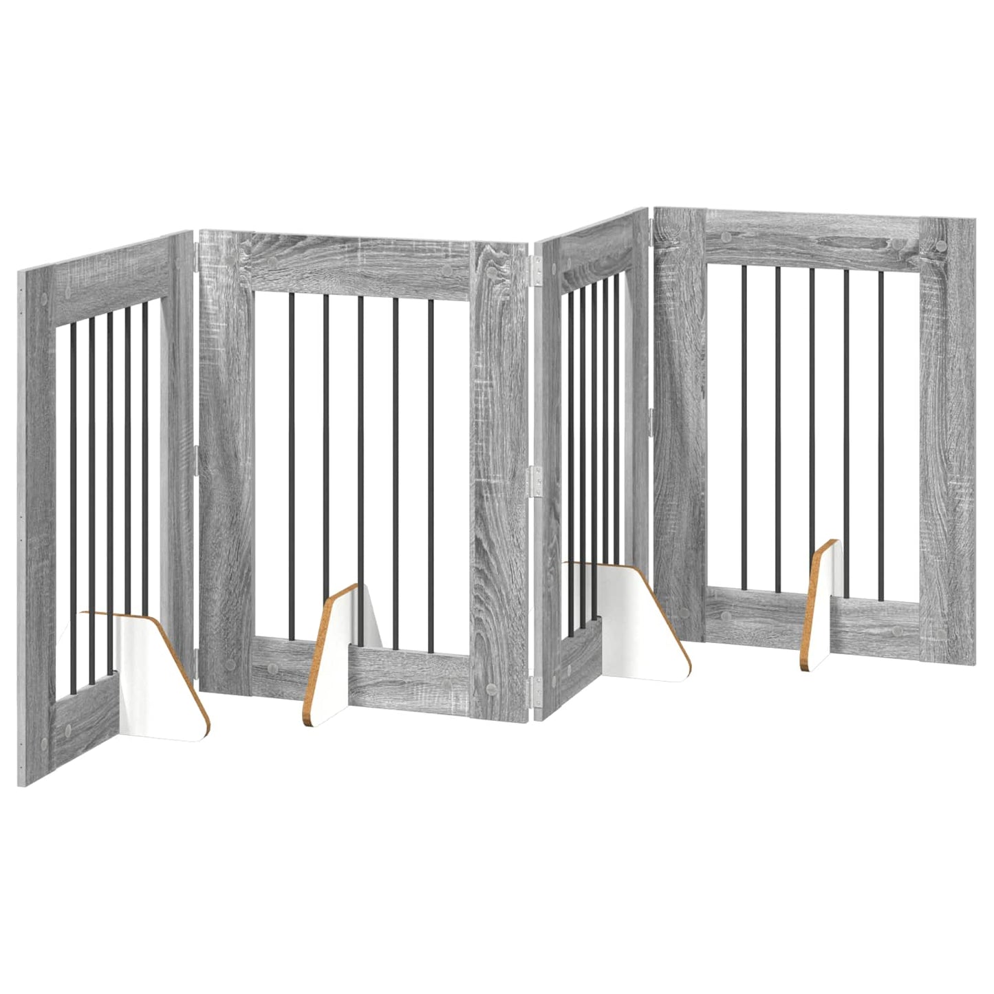 Klappbares Hundetor mit Ständern 4 stk. Sonoma-Grau 241 cm