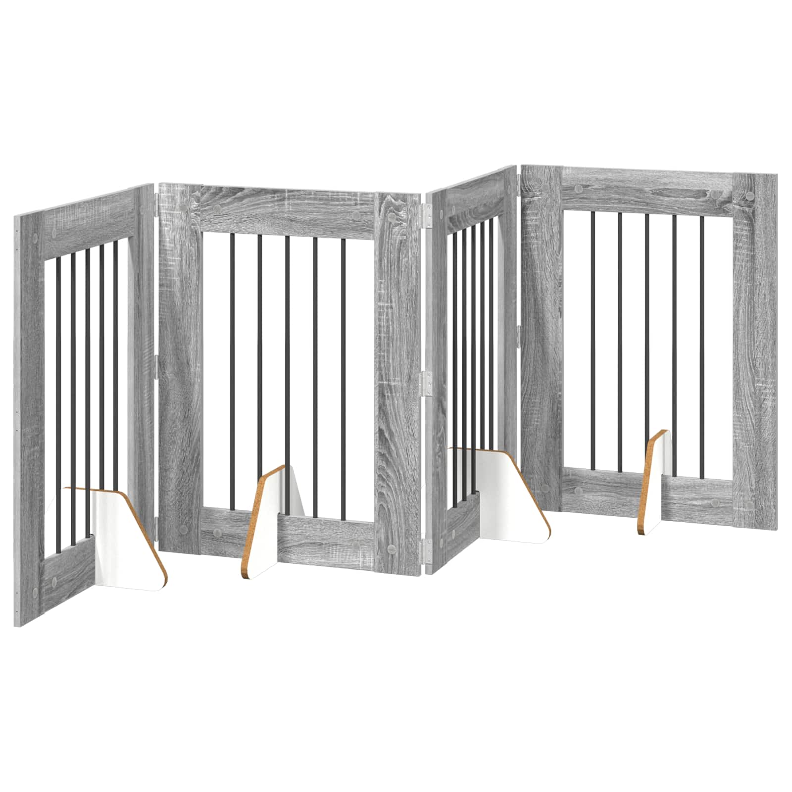 Klappbares Hundetor mit Ständern 4 stk. Sonoma-Grau 241 cm