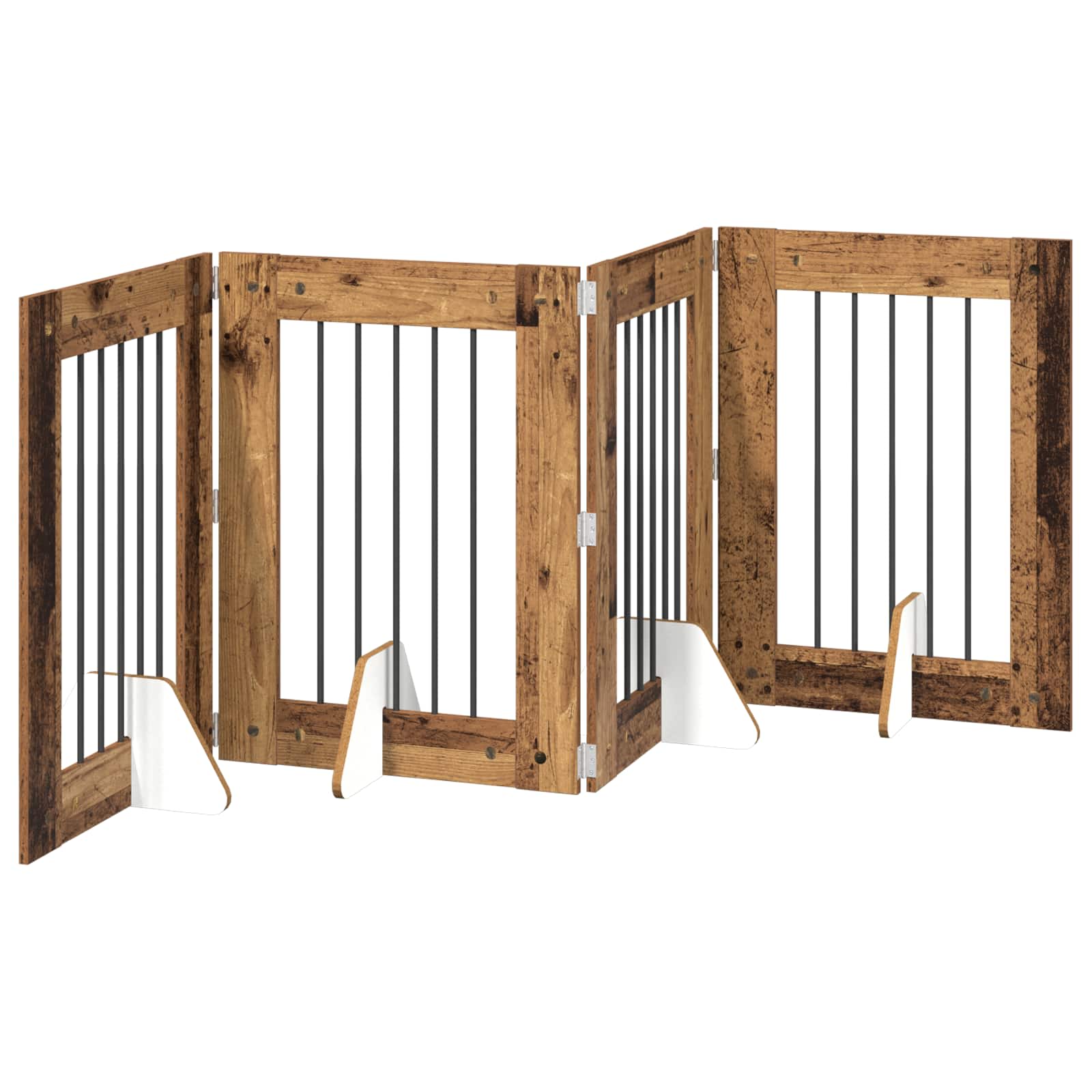 Klappbares Hundetor mit Ständern 4 stk. Altholz 241 cm