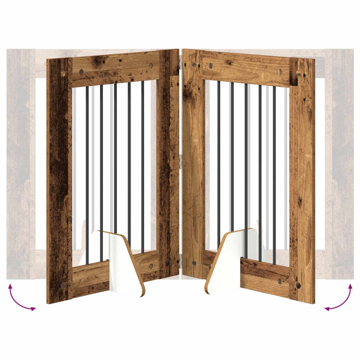 Klappbares Hundetor mit Ständern 4 stk. Altholz 241 cm