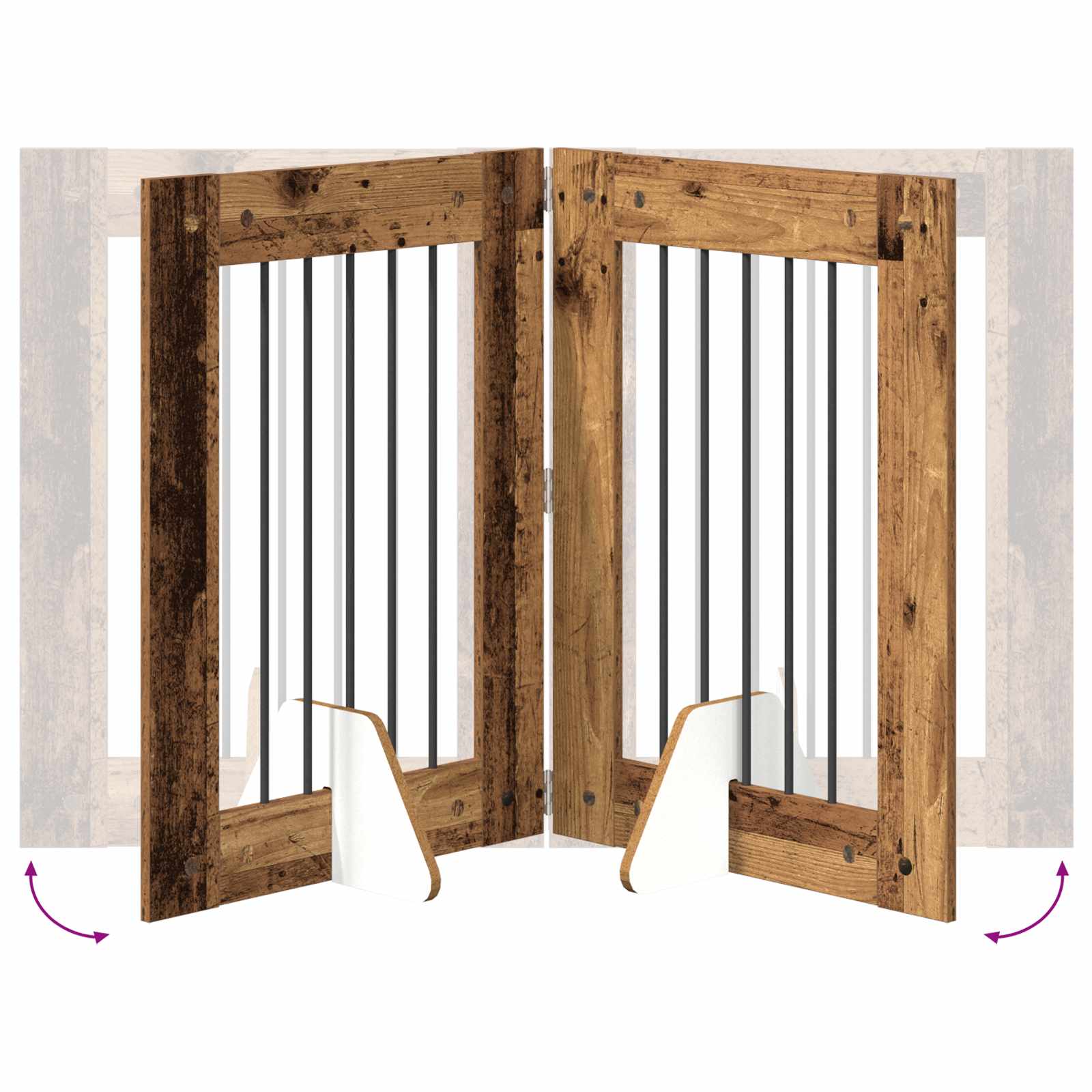 Klappbares Hundetor mit Ständern 4 stk. Altholz 241 cm