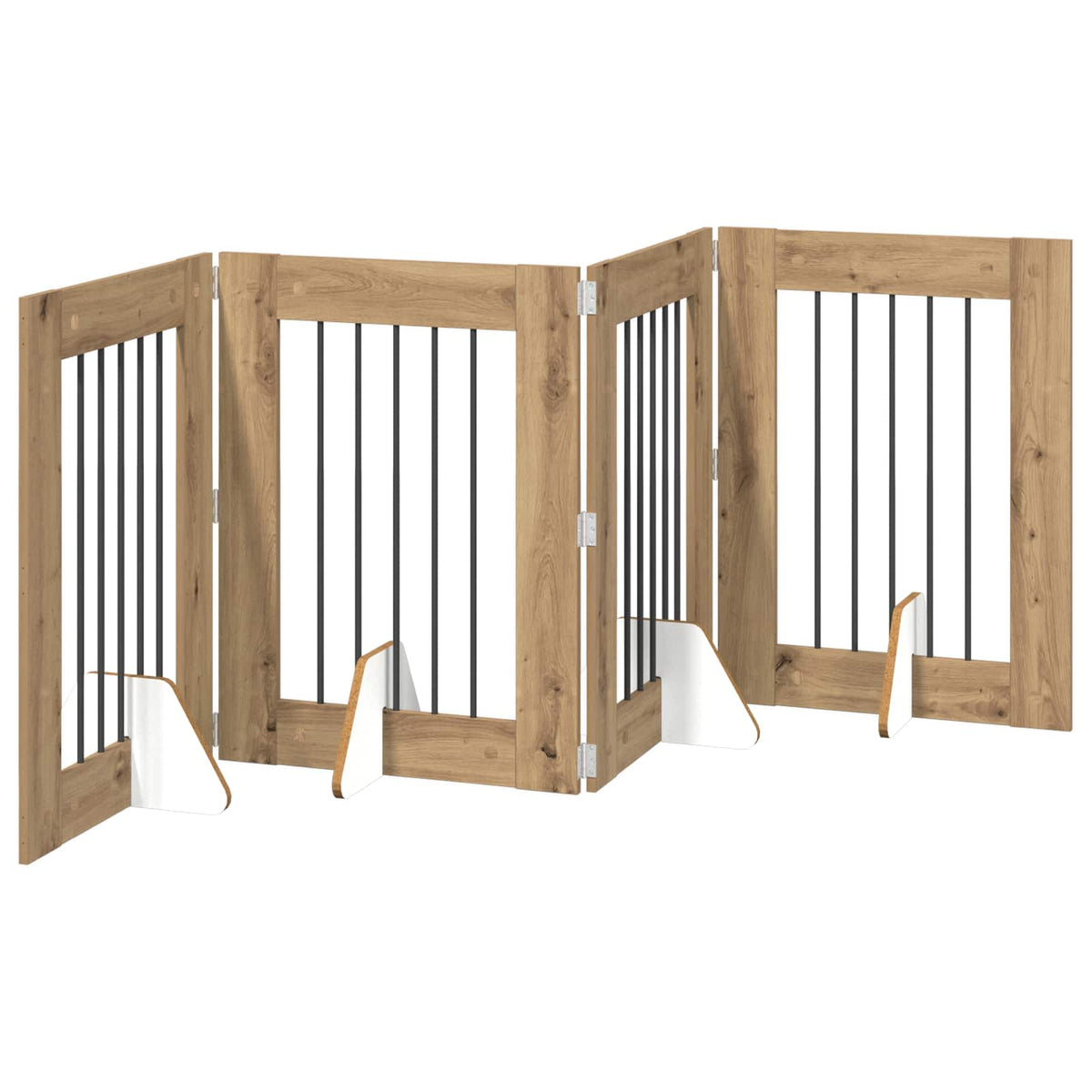 Klappbares Hundetor mit Ständern 4 stk. Artisan-Eiche 241 cm