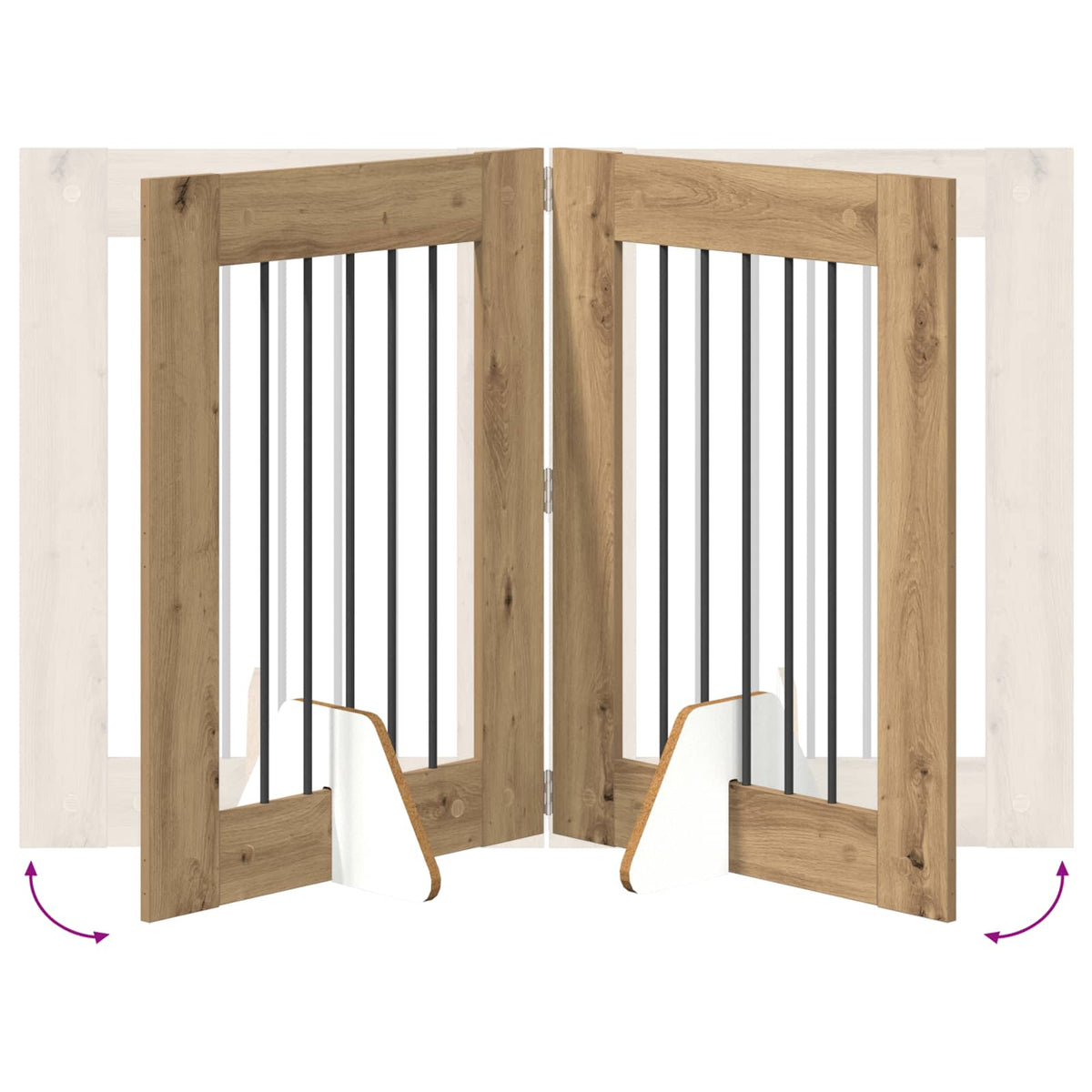 Klappbares Hundetor mit Ständern 4 stk. Artisan-Eiche 241 cm