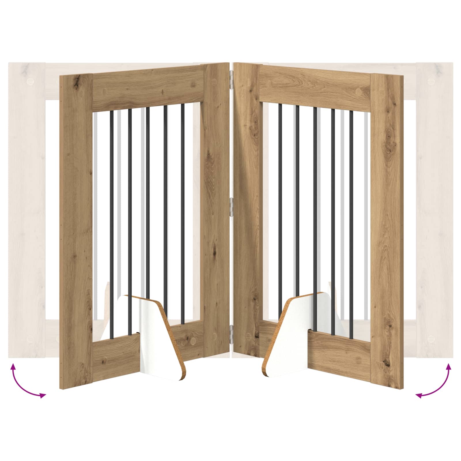 Klappbares Hundetor mit Ständern 4 stk. Artisan-Eiche 241 cm