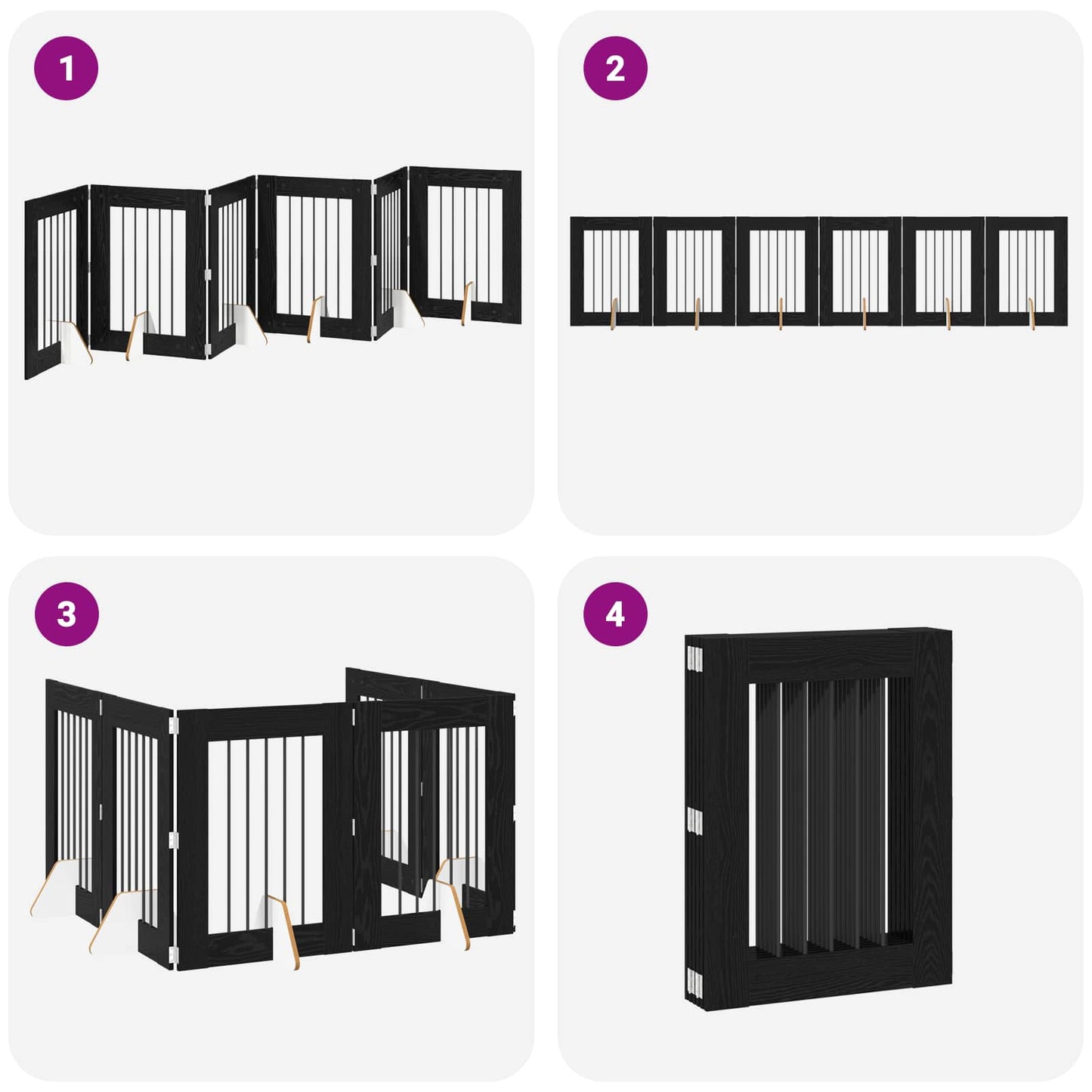 Klappbares Hundetor mit Ständern 6 stk. Schwarz Eichen-Optik
