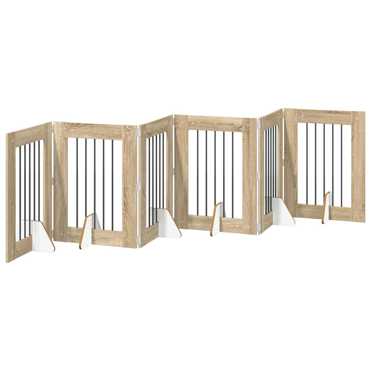 Klappbares Hundetor mit Ständern 6 stk. Sonoma-Eiche 362 cm
