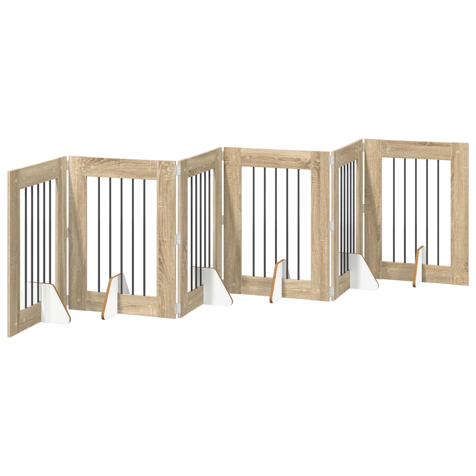 Klappbares Hundetor mit Ständern 6 stk. Sonoma-Eiche 362 cm