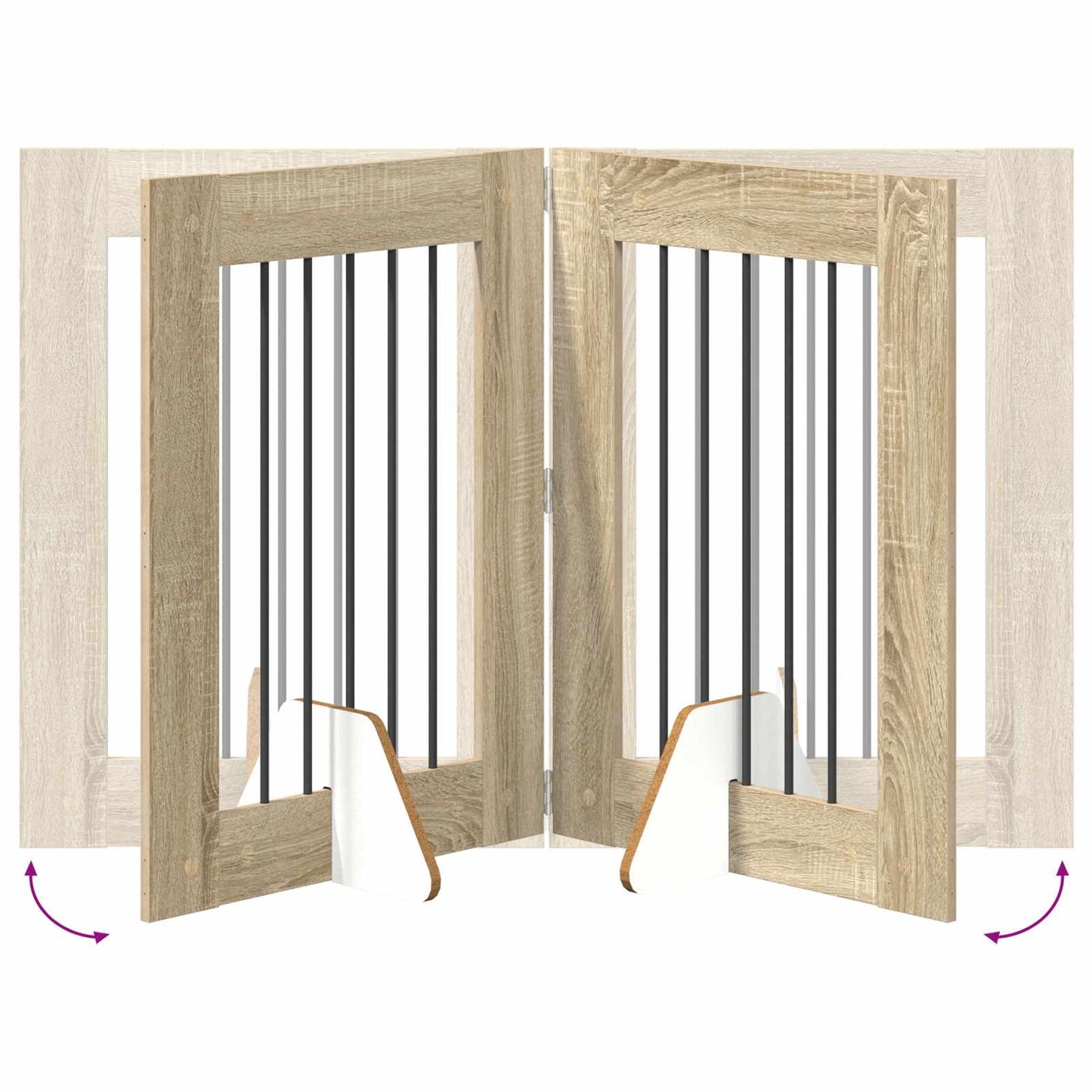 Klappbares Hundetor mit Ständern 6 stk. Sonoma-Eiche 362 cm
