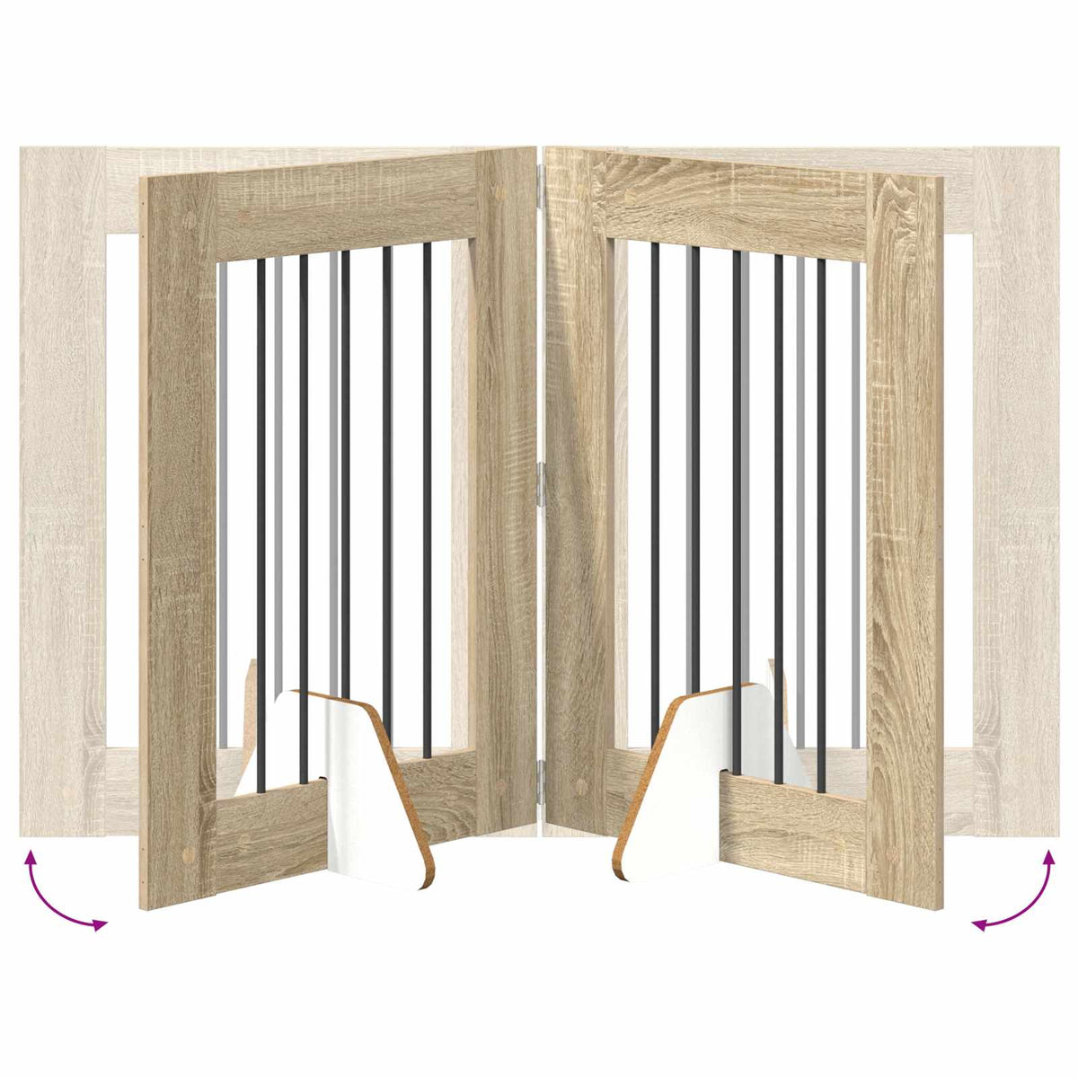 Klappbares Hundetor mit Ständern 6 stk. Sonoma-Eiche 362 cm