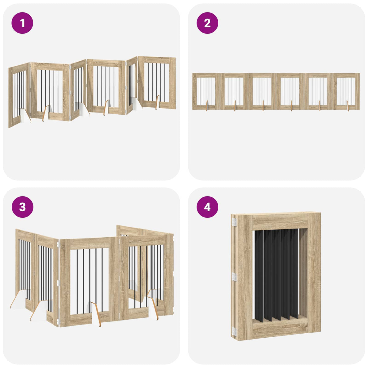 Klappbares Hundetor mit Ständern 6 stk. Sonoma-Eiche 362 cm
