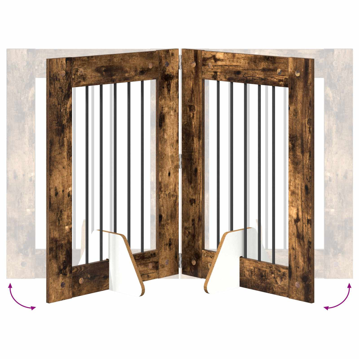 Klappbares Hundetor mit Ständern 6 stk. Räuchereiche 362 cm