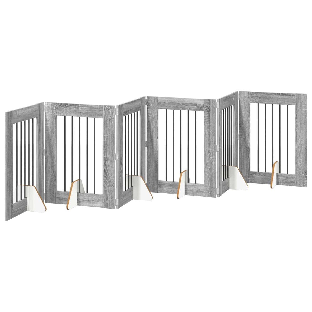 Klappbares Hundetor mit Ständern 6 stk. Sonoma-Grau 362 cm
